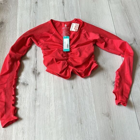 FP Movement By Free‎ People On The Rise Long-Sleeve Layer sz S Orange/red nwt - Picture 6 of 8